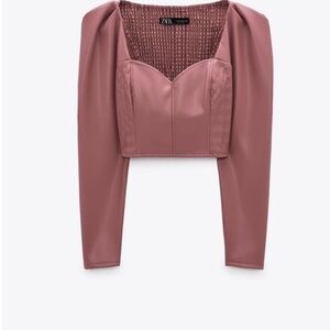 Zara Dusty Rose Long Sleeve Crop Top
